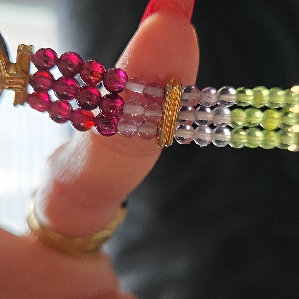 Genuine Garnet,Genuine Peridote,Genuine Ametist,Genuine Citrine In Women's Watch